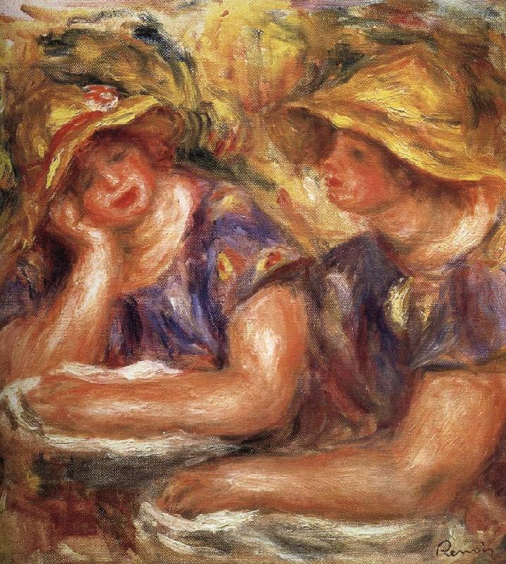 Pierre Renoir Two Women in Blue Blouses oil painting picture
